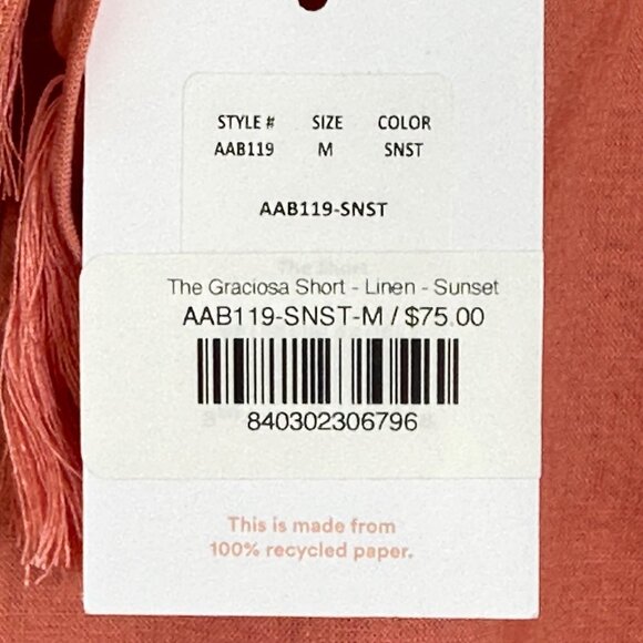 NEW Andie Swim‎ Graciosa Shorts Linen Blend Coral Tassel Tie Vacation Size Med - Picture 5 of 7